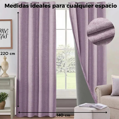 Cortina 2 paños 140 x220 cm textura lino blackout