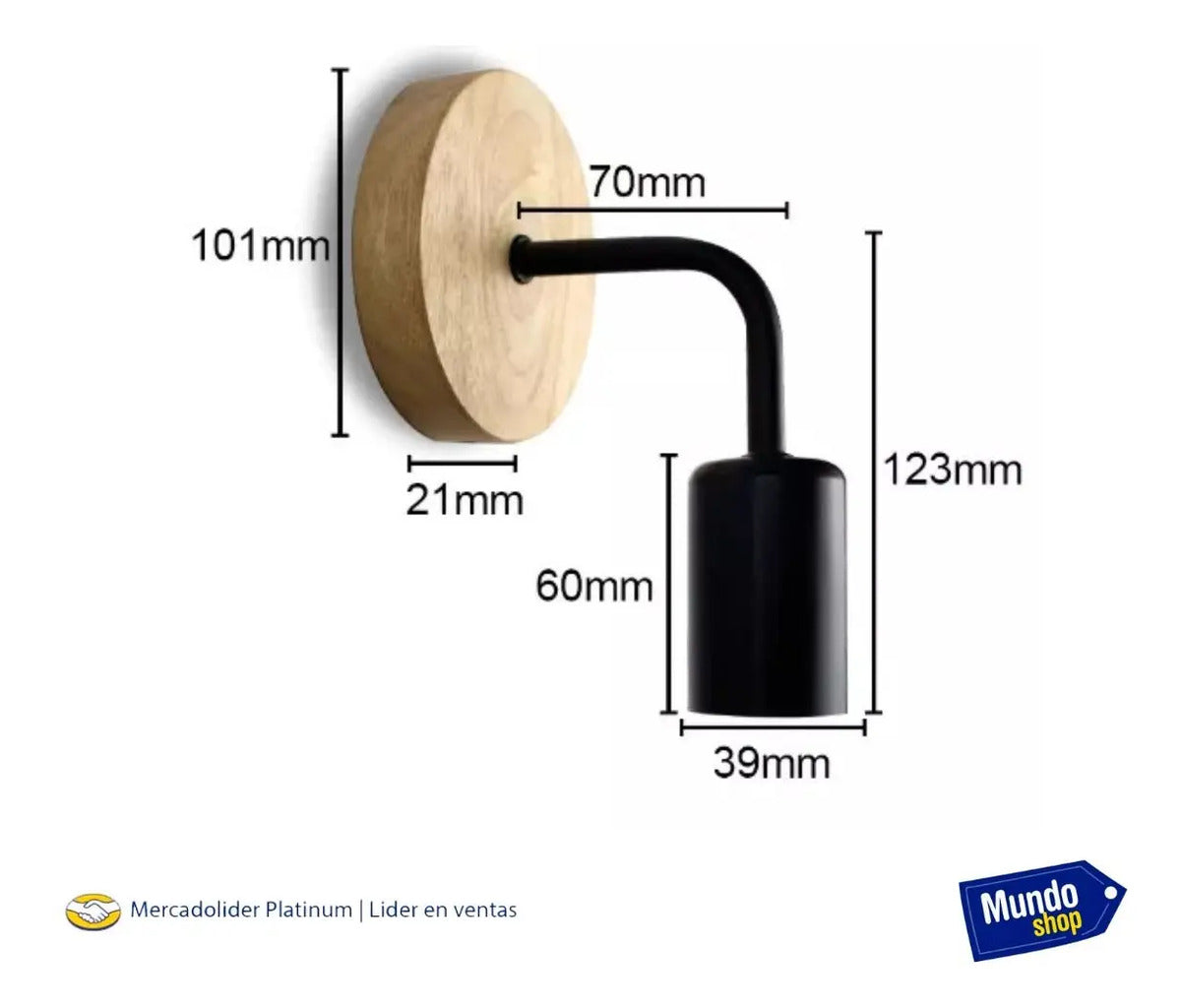 Pack x2 aplique nordico metal madera vintage + lampara