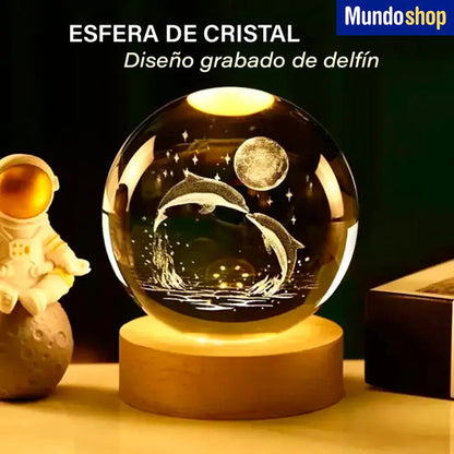 Veladora Bola De Cristal Con Luz Led Diseño Delfín 8cm Blanco