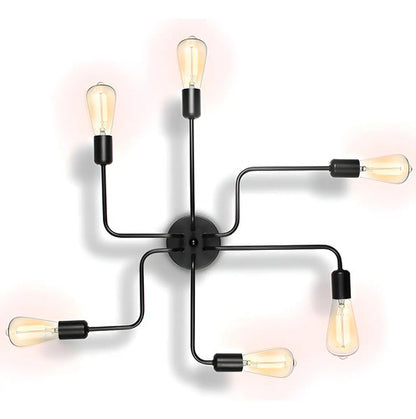 Araña 6 Luces Brazos Vintage Apto Lamparas Led Techo Negro