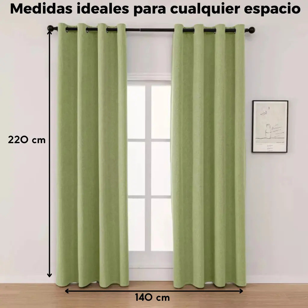 Cortina 2 paños 140 x220 cm textura lino blackout