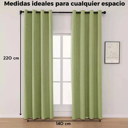 Cortina 2 paños 140 x220 cm textura lino blackout