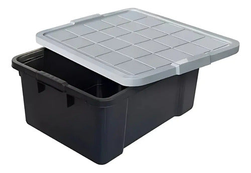 Caja Cesto Canasto Organizador Multiuso Con Tapa 40lts-negro Negro