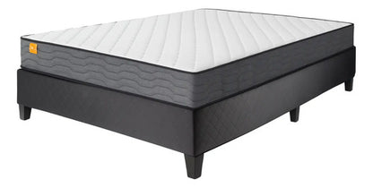 Sommier Box Capitoneado Dos Plazas Colchón De Espuma 17d Negro