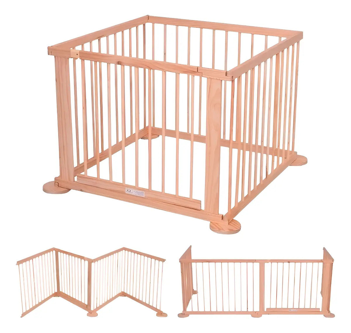 Corral de madera plegable Piccoly para bebé seguridad 70x90cm beige