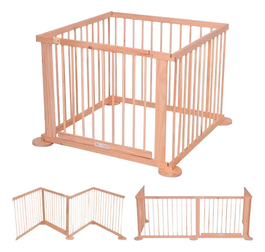 Corral de madera plegable Piccoly para bebé seguridad 70x90cm beige
