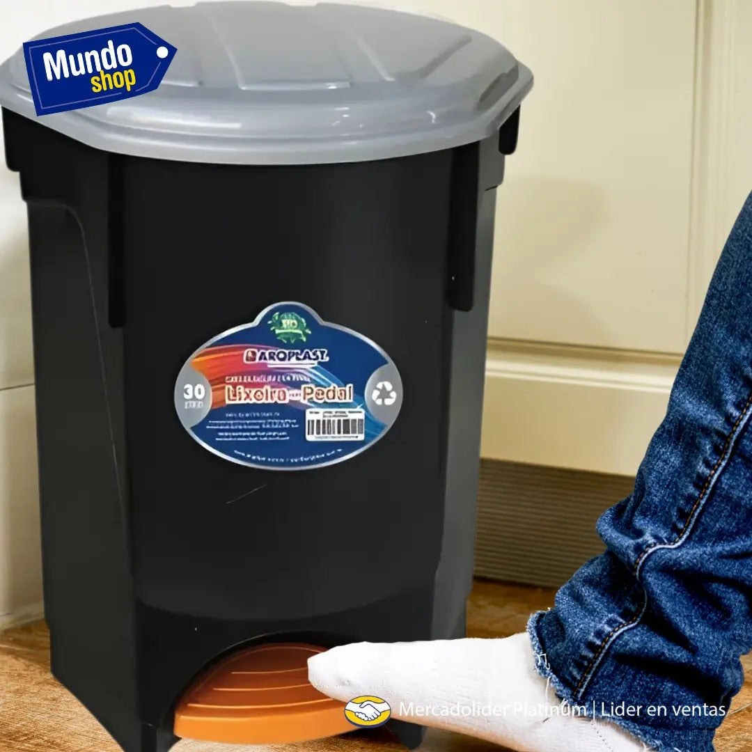 Papelera tacho contenedor basurero de cocina 30lts negro