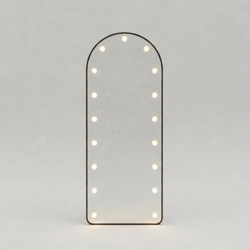 Espejo De Pie Ovalado Con Luces 160cm Living Dormitorio Negro