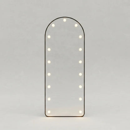 Espejo De Pie Ovalado Con Luces 160cm Living Dormitorio Negro