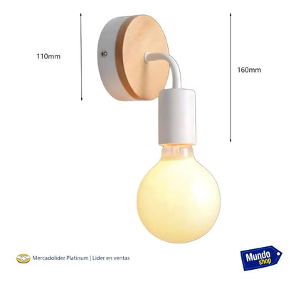 Pack x2 aplique nordico metal madera vintage + lampara