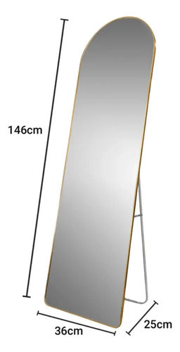 Espejo De Pie Ovalado Borde Marco Dorado 152cm Dorado