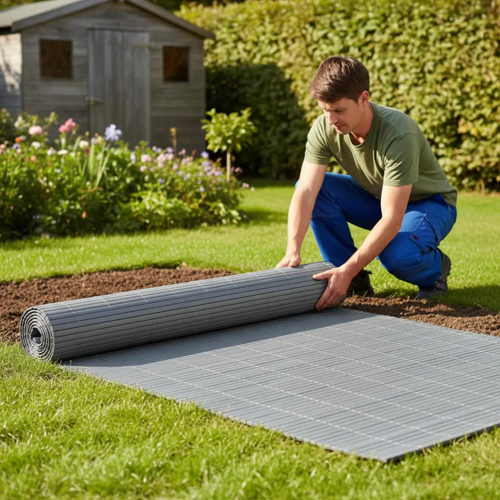 Cerca de PVC gris 1,0 x3 mts esterilla cerramiento gris