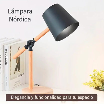 Lampara escritorio portátil nórdica metal madera ajustable
