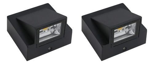 Pack X2 Aplique Exterior Con Led Integrado 3w Luz Metal Negro