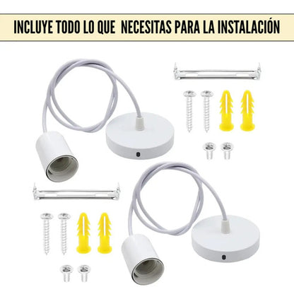 Pack X 2 Lampara Colgante Portalamparas Metal Vintage