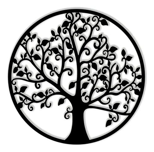 Cuadro Madera Calada Arbol De La Vida 53 X 53 Cm Negro