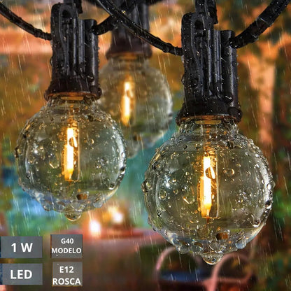 Guirnalda luces LED cálidas 5m 10 bombillas amarillas patio jardín amarillo