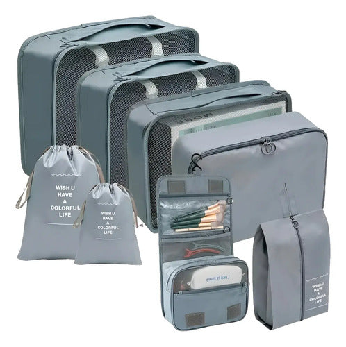 Organizador De Ropa Para Viaje O Maleta Kit De 8 Unidades Gris