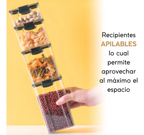 Set 4 Tarros Recipientes Hermeticos Para Cocina Negro