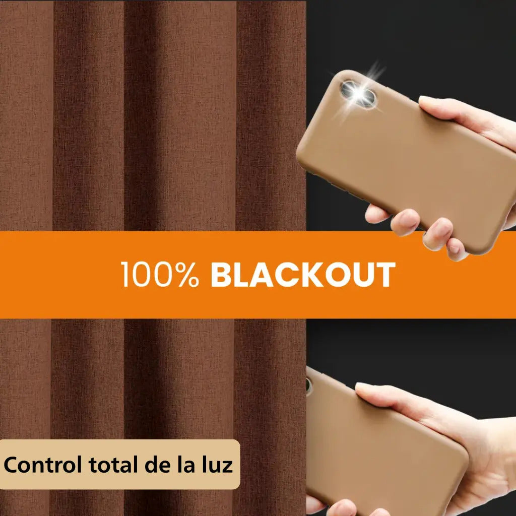 Cortina 2 paños 140 x220 cm textura lino blackout