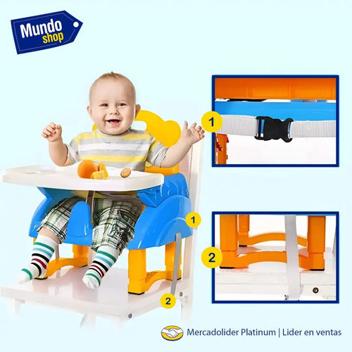 Silla De Bebe Para Comer Multiuso Portatil Generico Celeste