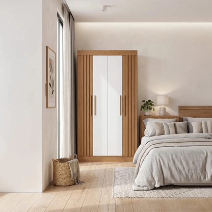 Ropero placard Verona 4 puertas MDF con dos cajones beige