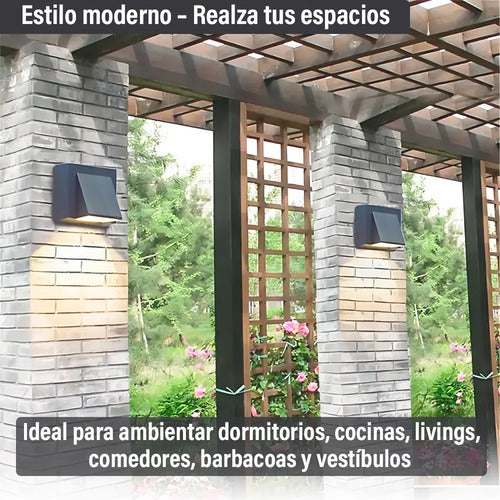 Pack X 6 Aplique Exterior Jardin Con Led 3w Luz Metal Negro