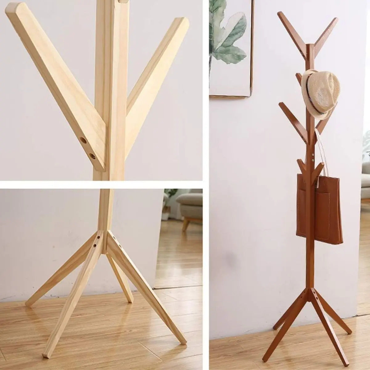 Perchero madera bambu de pie 175x45cm