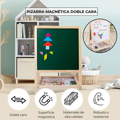 Pizarra Doble Imantada Niños Didactica Tiza + Marcador