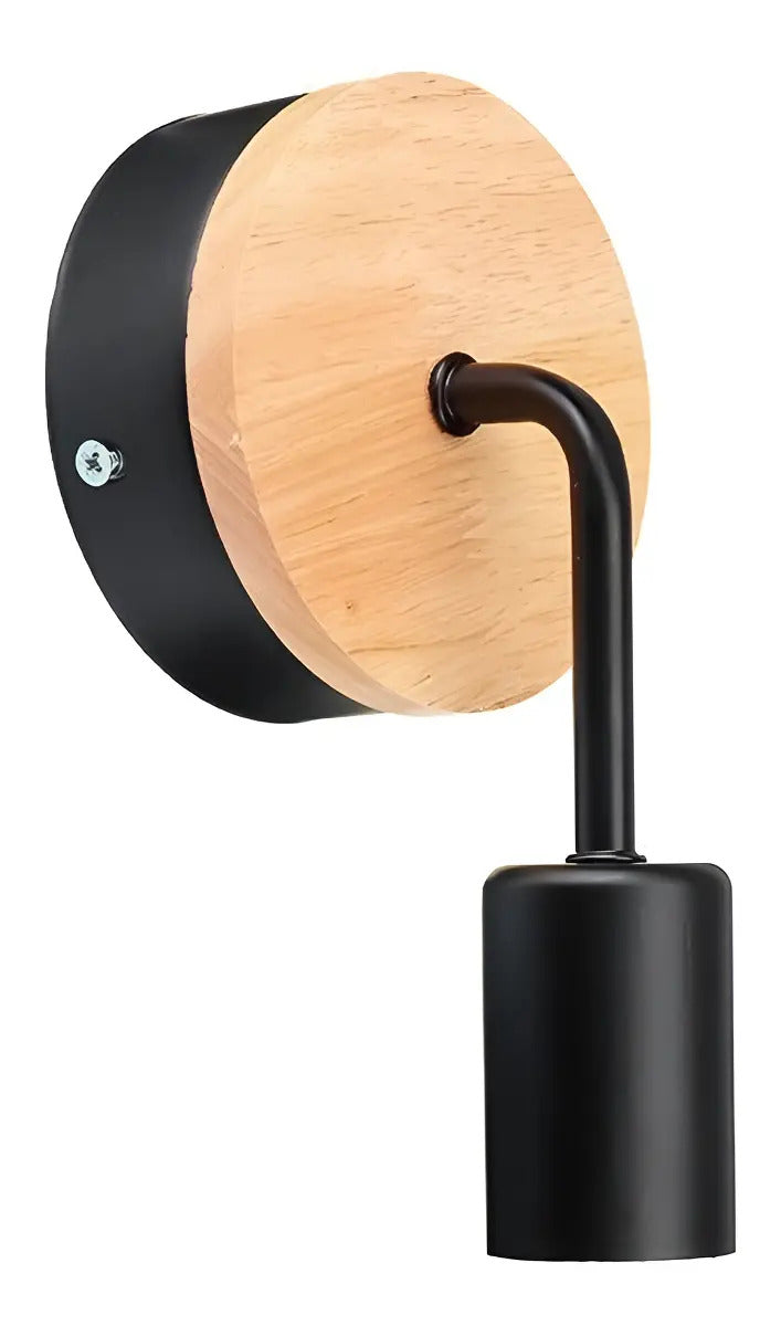 Pack aplique portalamparas metal madera vintage + lampara