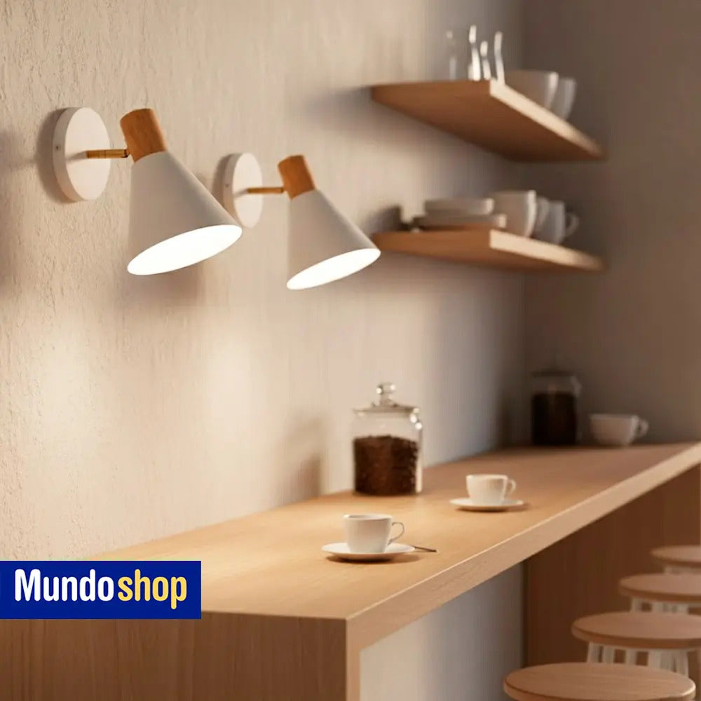 Pack x2 aplique nórdico metal blanco con detalle madera