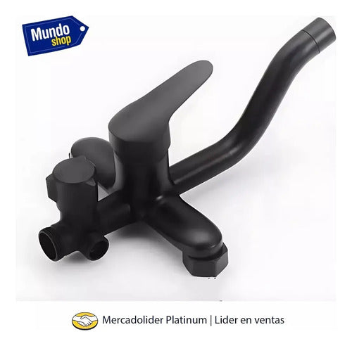 Duchero Canilla Monocomando Mezcladora Para Baño Negro Negro Mate