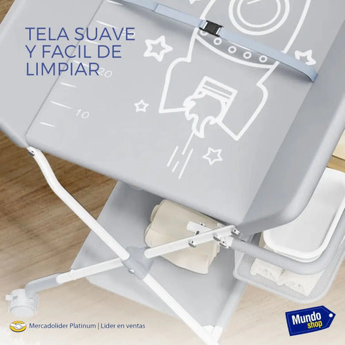 Mesa Cambiador Plegable Para Bebe Impermeable Con Estante Gris Liso