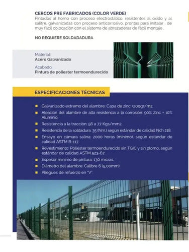 Cercos Perimetrales Reja 1.5m X 2.5m+dos Postes 2m Seguridad Verde