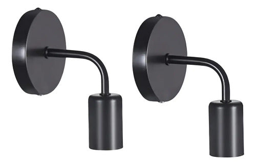Pack X2 Aplique De Pared Nordico Metal Color Negro