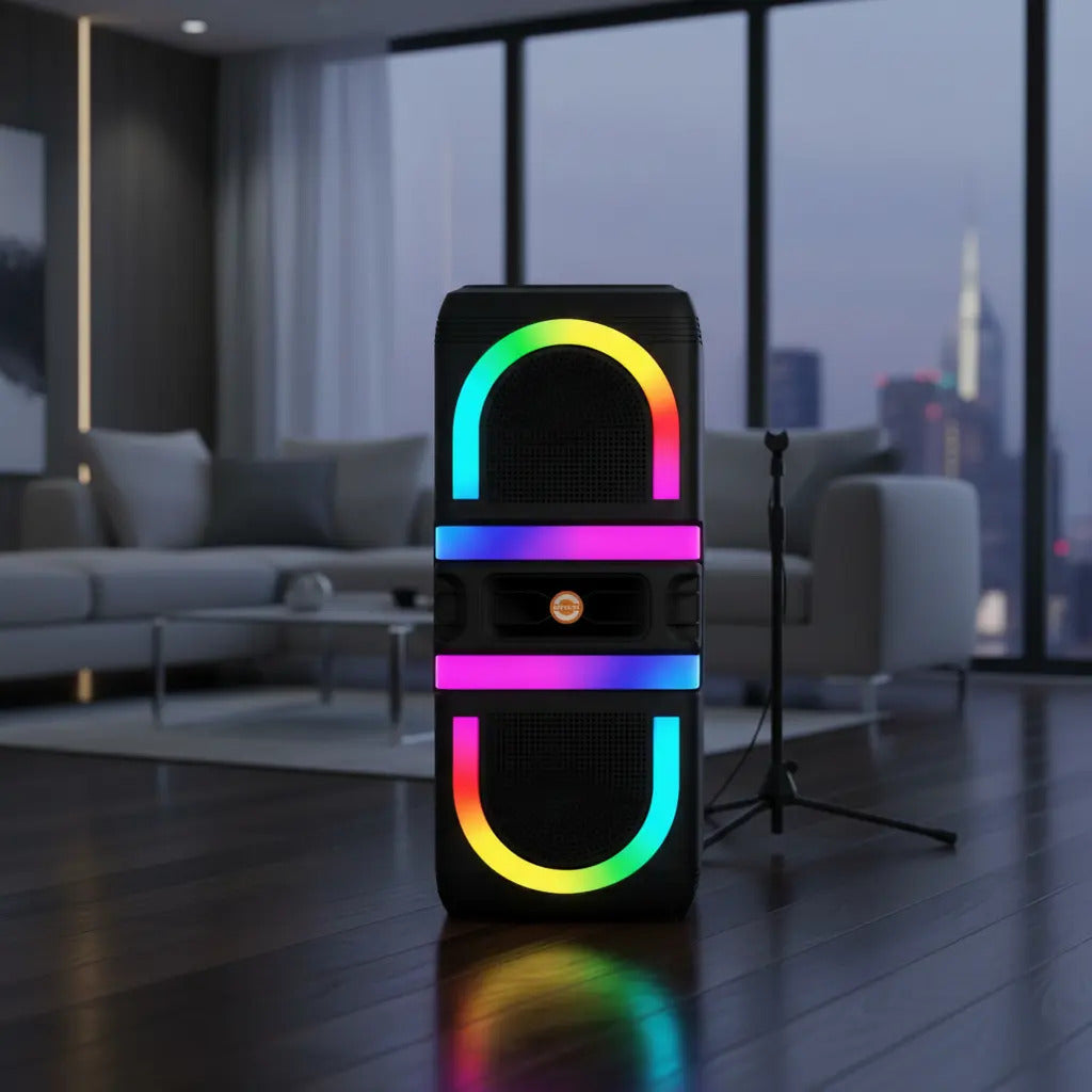Parlante bluetooth karaoke con luces RGB batería recargable