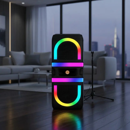 Parlante bluetooth karaoke con luces RGB batería recargable