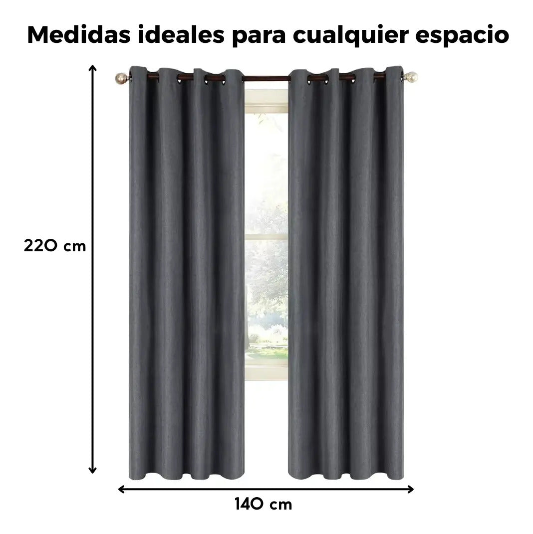 Cortina 2 paños 140 x220 cm textura lino blackout