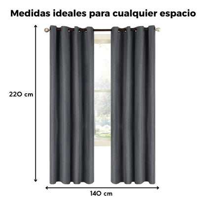 Cortina 2 paños 140 x220 cm textura lino blackout