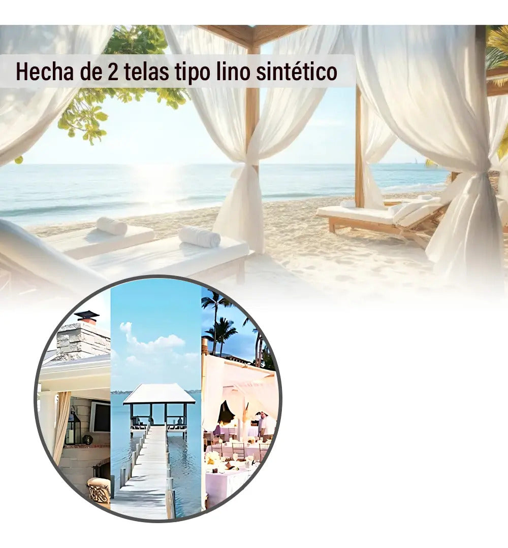 Juego de cortinas de lino blancas 213 cm x132 cm blanco