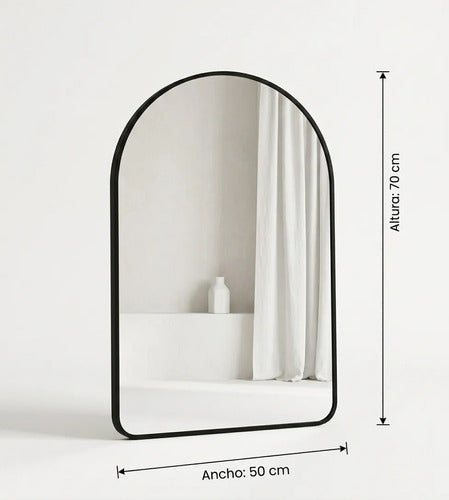 Espejo Arqueado Negro Baño 50x70cm Diseño Minimalista Negro