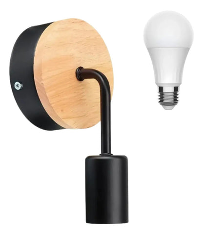 Pack aplique portalamparas metal madera vintage + lampara
