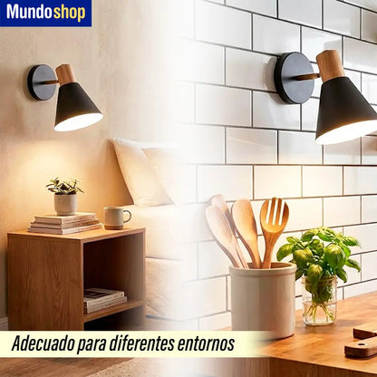 Pack x2 aplique nórdico metal blanco con detalle madera