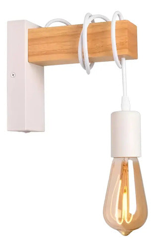 Aplique Colgante Portalámparas Metal Madera Vintage Negro