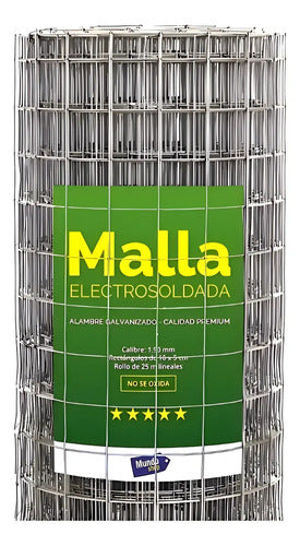 Tejido Malla Electrosoldada Galvanizada Rollo 1.50m X 25 Mts Gris