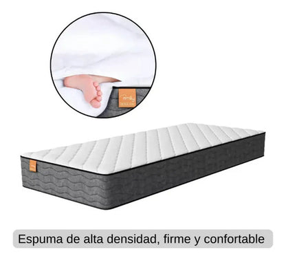 Colchón espuma 1 plaza Emily 17 alta densidad+ 1 almohada