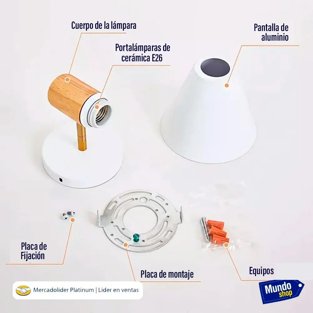 Pack x2 aplique nórdico metal blanco con detalle madera