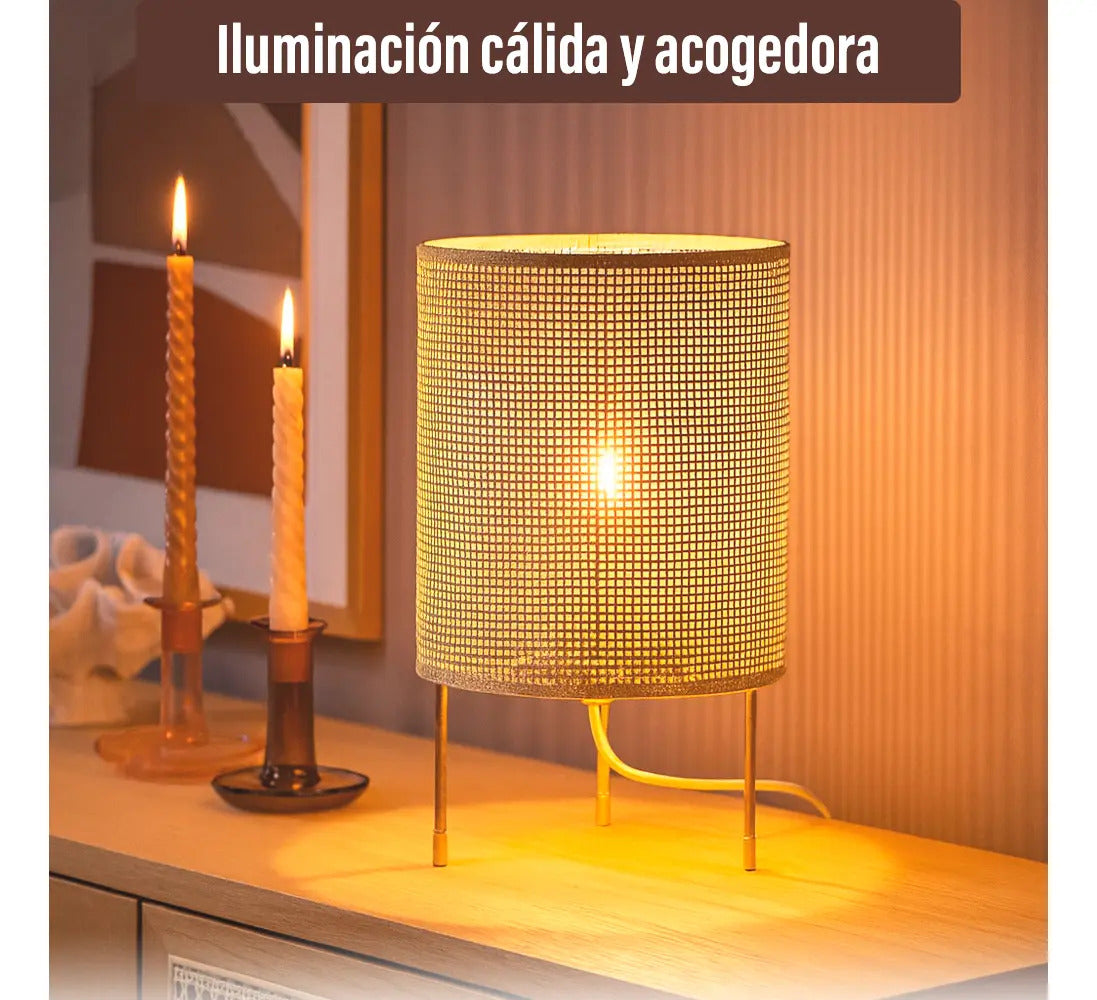 Lámpara portátil de escritorio rattan Praga