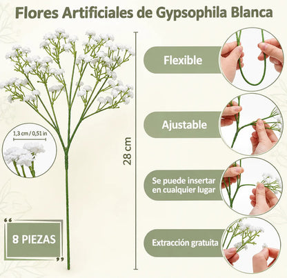 Ramo De 8 Piezas De Gypsophila Artificial Decorativa Blanco