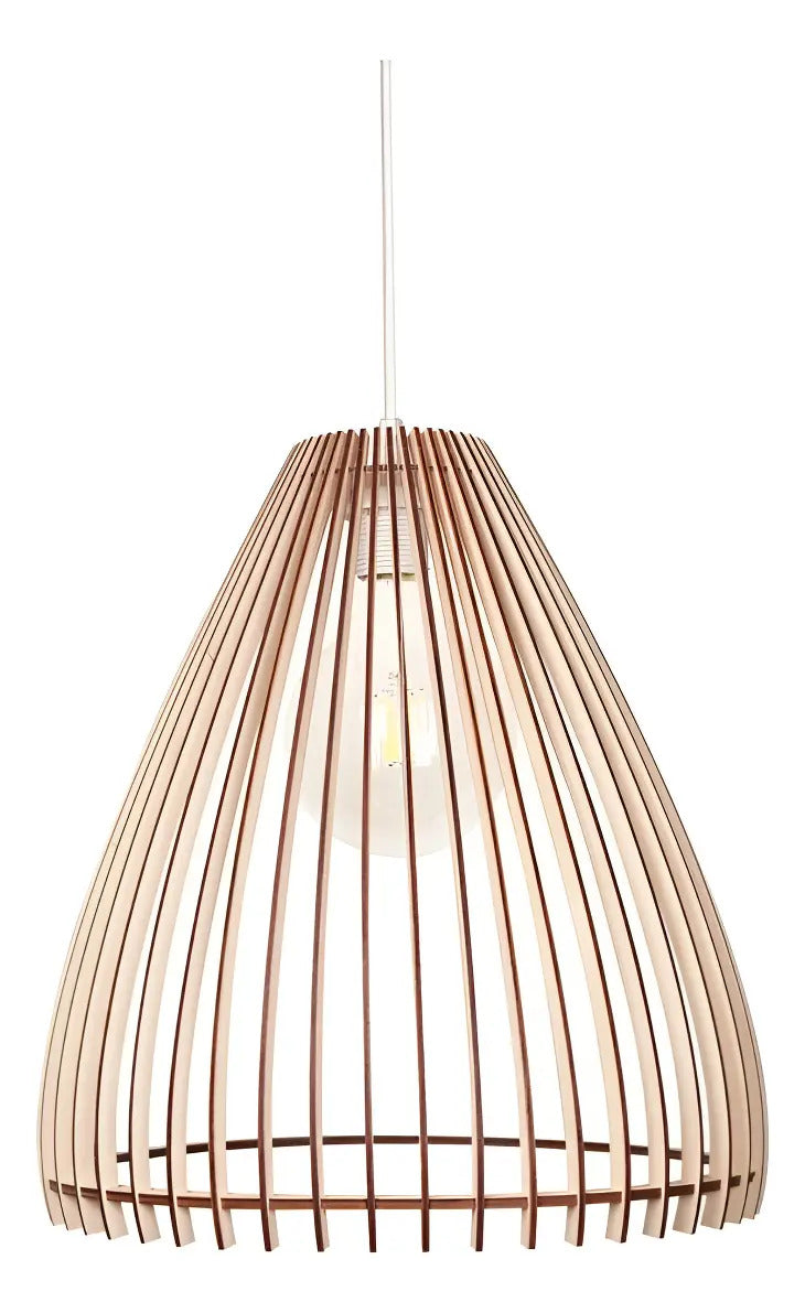 Lampara colgante de techo nordica madera 30cm marrón